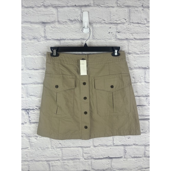 Banana Republic Dresses & Skirts - Banana Republic NWT Preppy Coastal Linen Blend Cargo Khaki Skirt Size 10